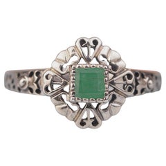 Silver925 Natural Emerald Vintage Filigree Ring