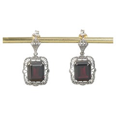 Silver925 Natural Garnet Filigree Earrings