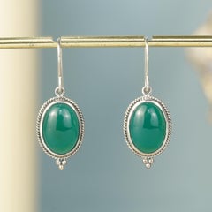 Orecchini in argento 925 con agata verde naturale