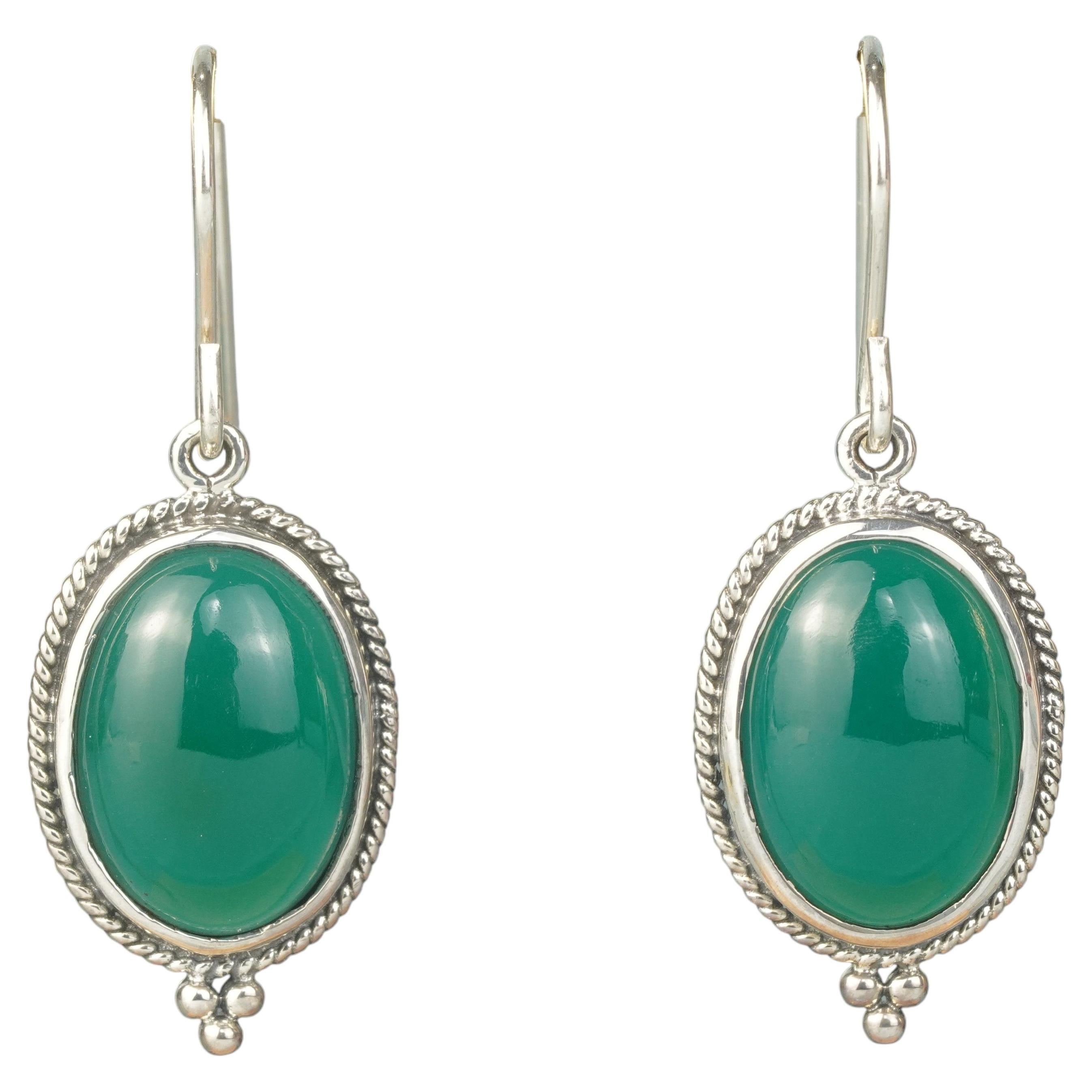 Orecchini in argento 925 con agata verde naturale