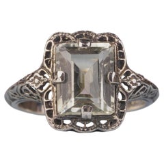 Silver925 Natural Green Amethyst Vintage Style Filigree Ring