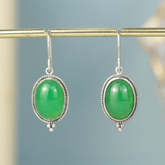 Silver925 Natural Jade Earrings