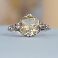 Silver925 Natural Lemon Quartz Ring