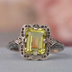 Silver925 Natural Lemon Quartz Vintage Filigree Ring