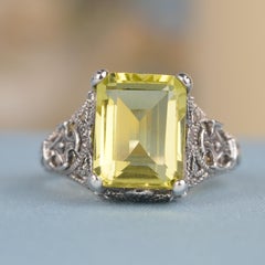 Silver925 Natural Lemon Quartz Vintage Filigree Ring