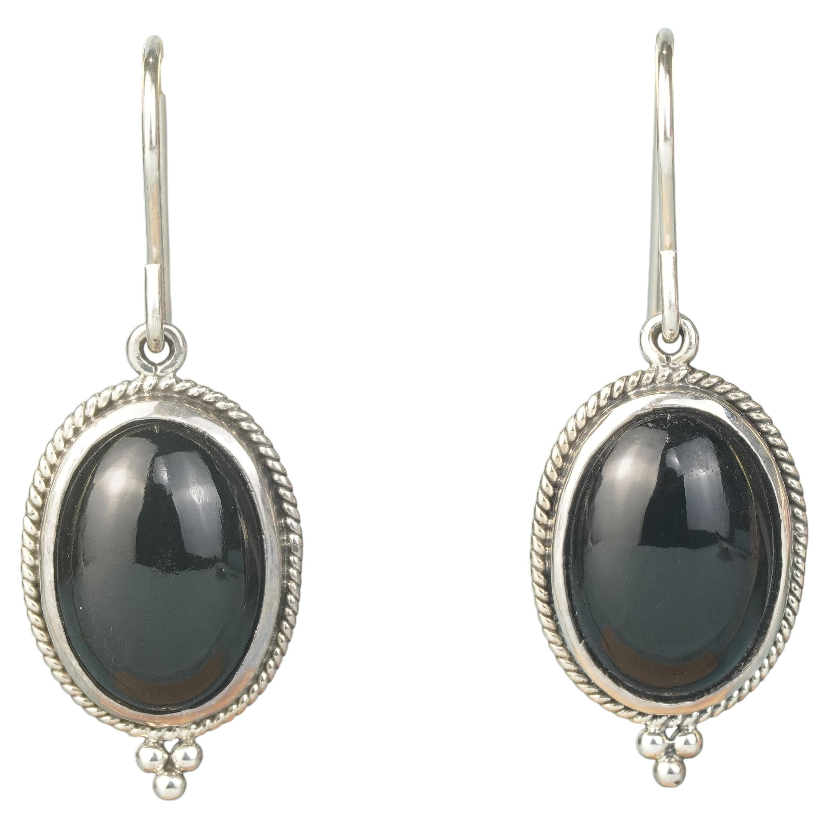 Silver925 Natural Onyx Earrings For Sale