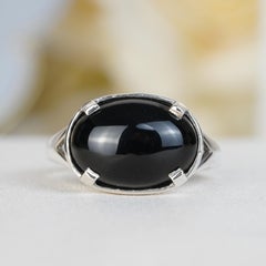 Silver925 Natural Onyx Vintage Filigree Ring