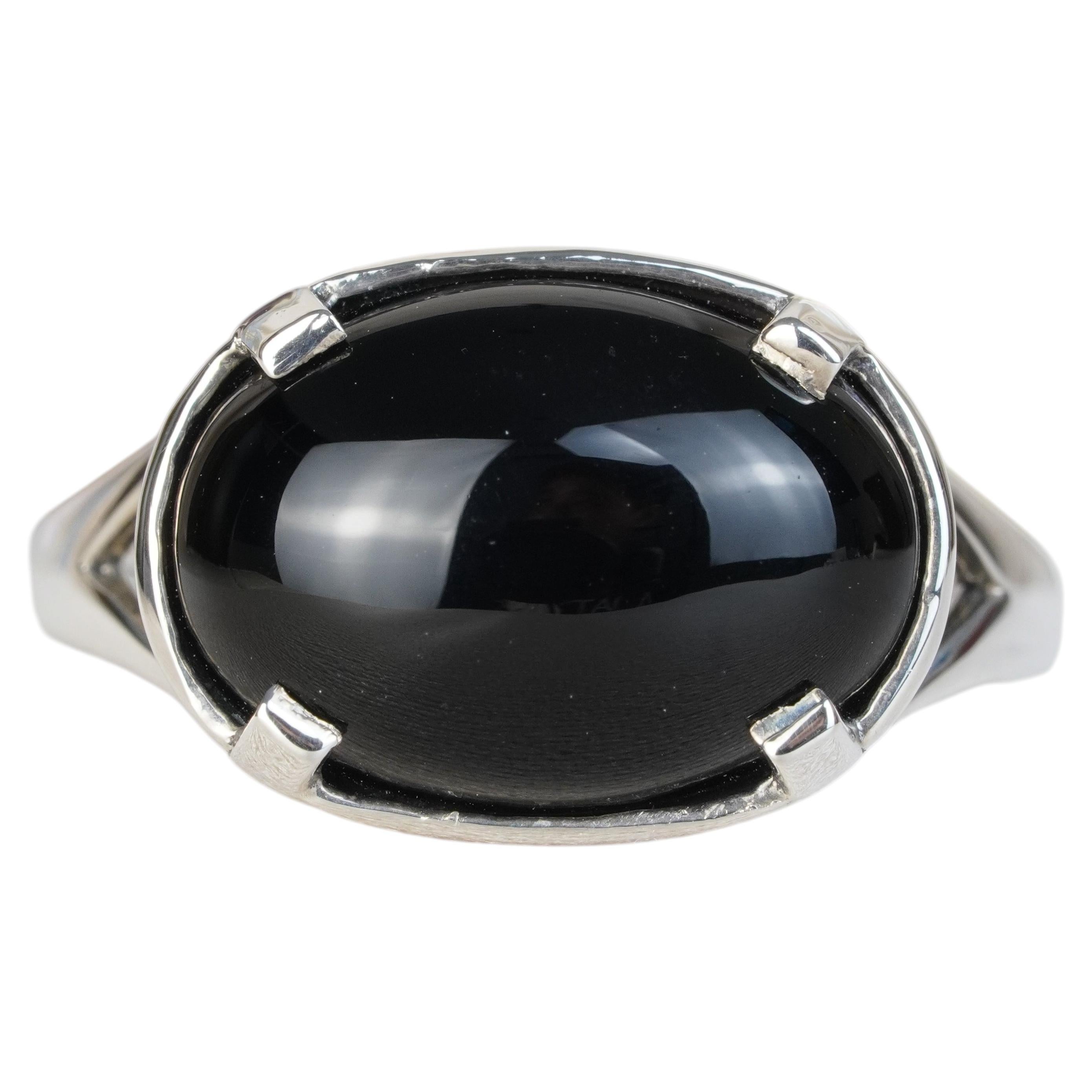 Argent925 Onyx naturel Bague Vintage