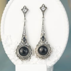 Orecchini in argento 925 con onice naturale e topazio bianco, in filigrana