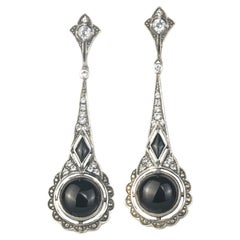 Orecchini in argento 925 con onice naturale e topazio bianco, in filigrana