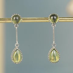 Silver925 Natural Peridot Cabochon Earrings