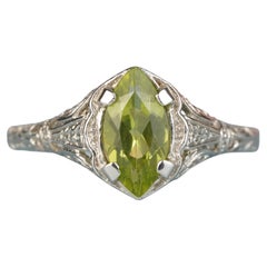 Silver925 Natural Peridot Vintage Style Filigree Ring