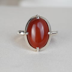 Silver925 Natural Red Carnelian Vintage Ring