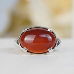 Silver925 Natural Red Carnelian Vintage Ring