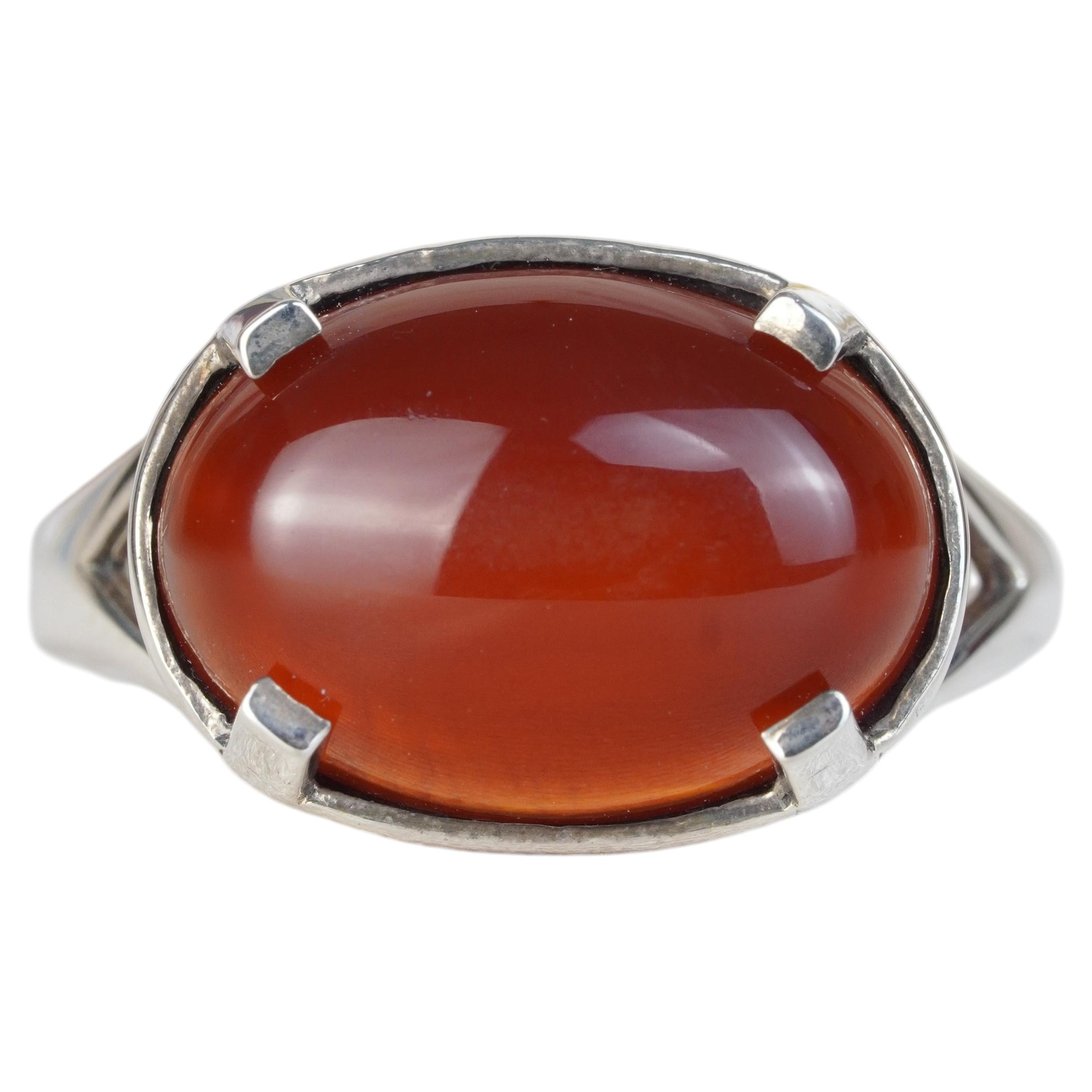 Silver925 Natural Red Carnelian Vintage Ring