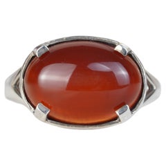 Silver925 Natural Red Carnelian Vintage Ring