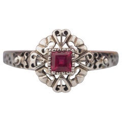 Silver925 Natural Ruby Vintage Filigree Ring