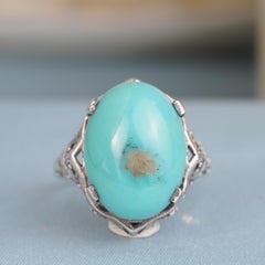 Silver925 Natural Turquoise Filigree Ring