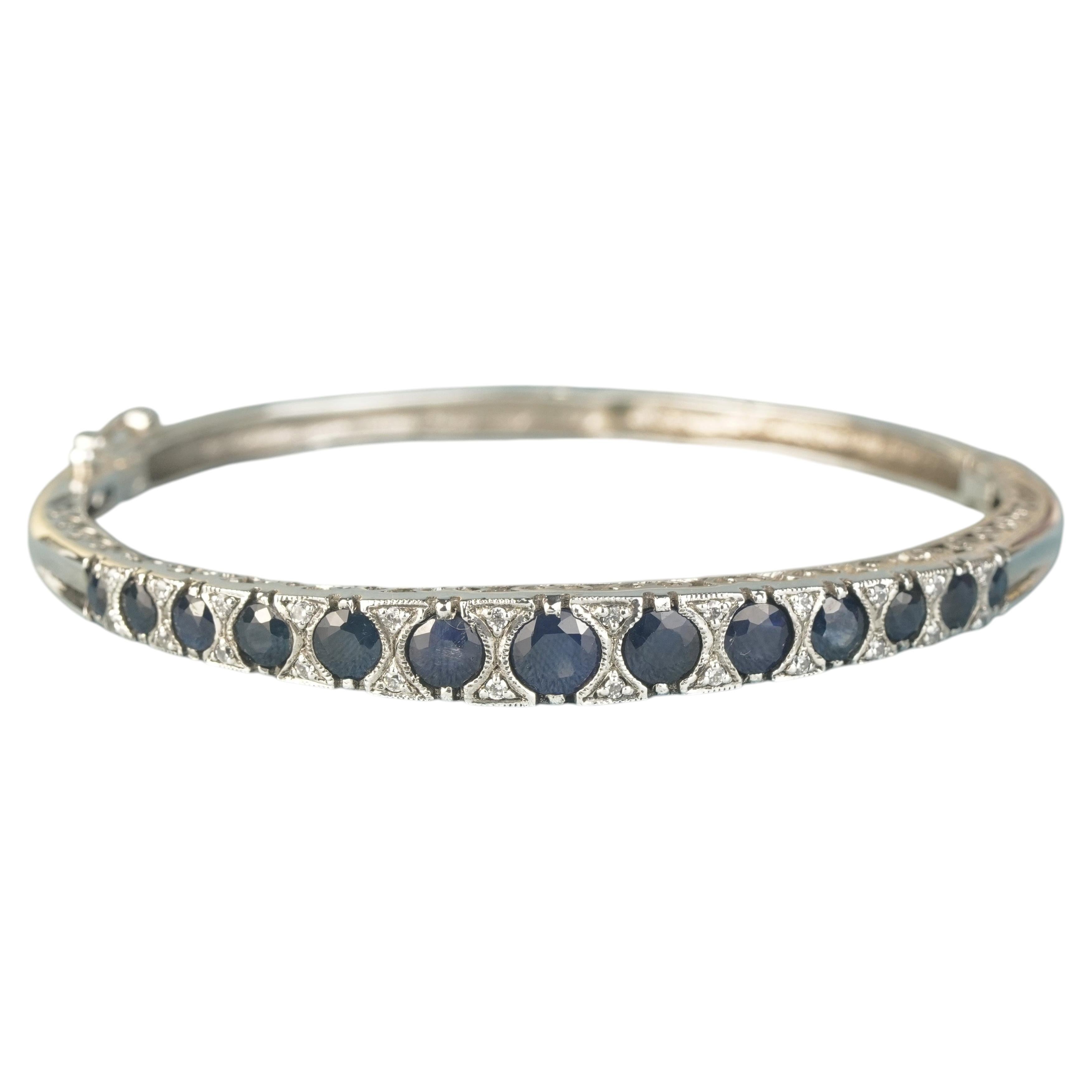 Armband aus 925er Silber mit Saphir und Diamanten im Angebot