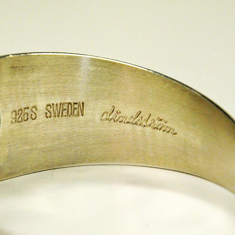 Midcentury Silverbracelet with Rock Crystal Stone by Bengt Hallberg 1972, Sweden In Good Condition In Stockholm, SE
