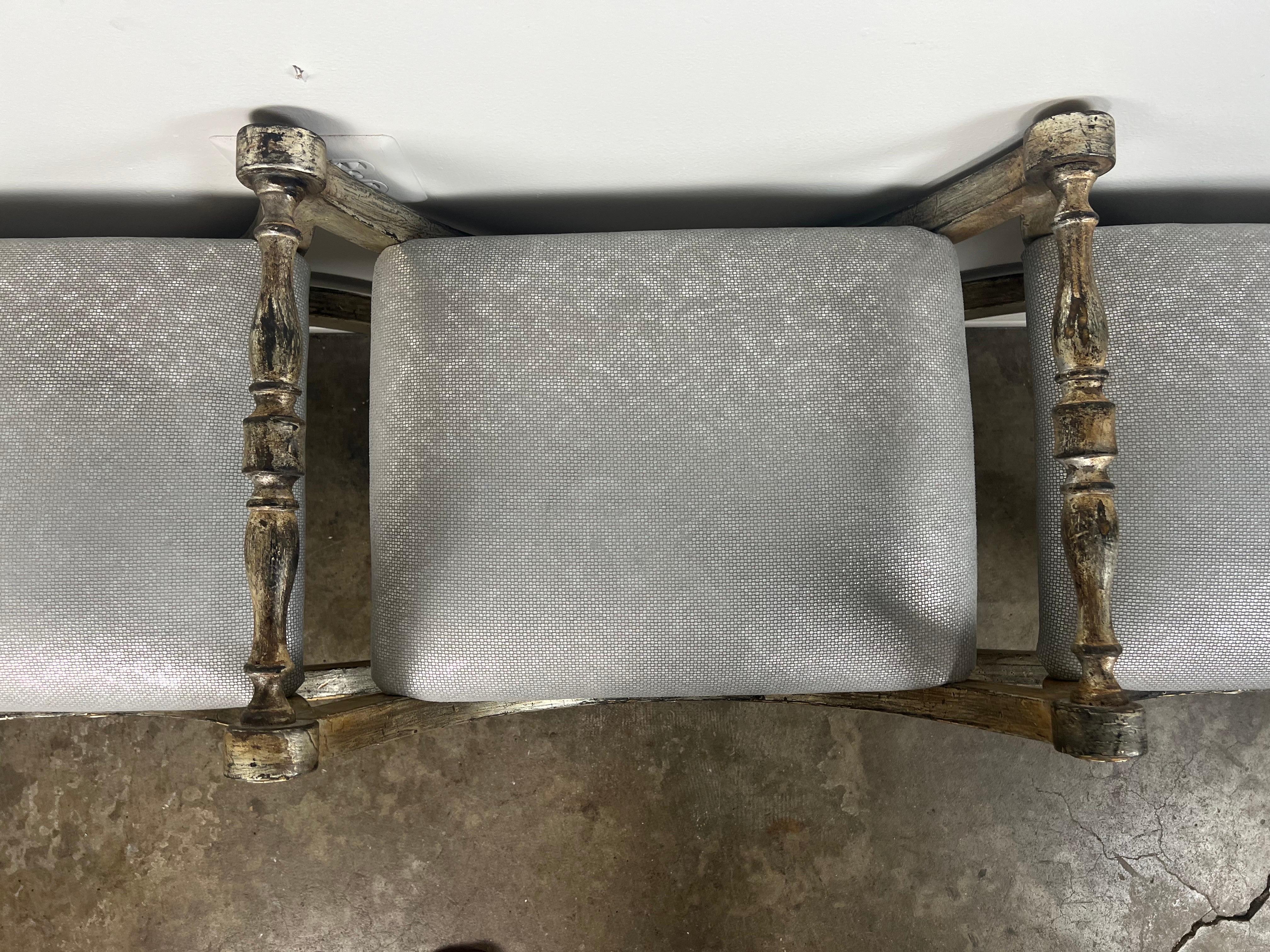 Silvered 3-part Borghese Bench  C. 1930's For Sale 5