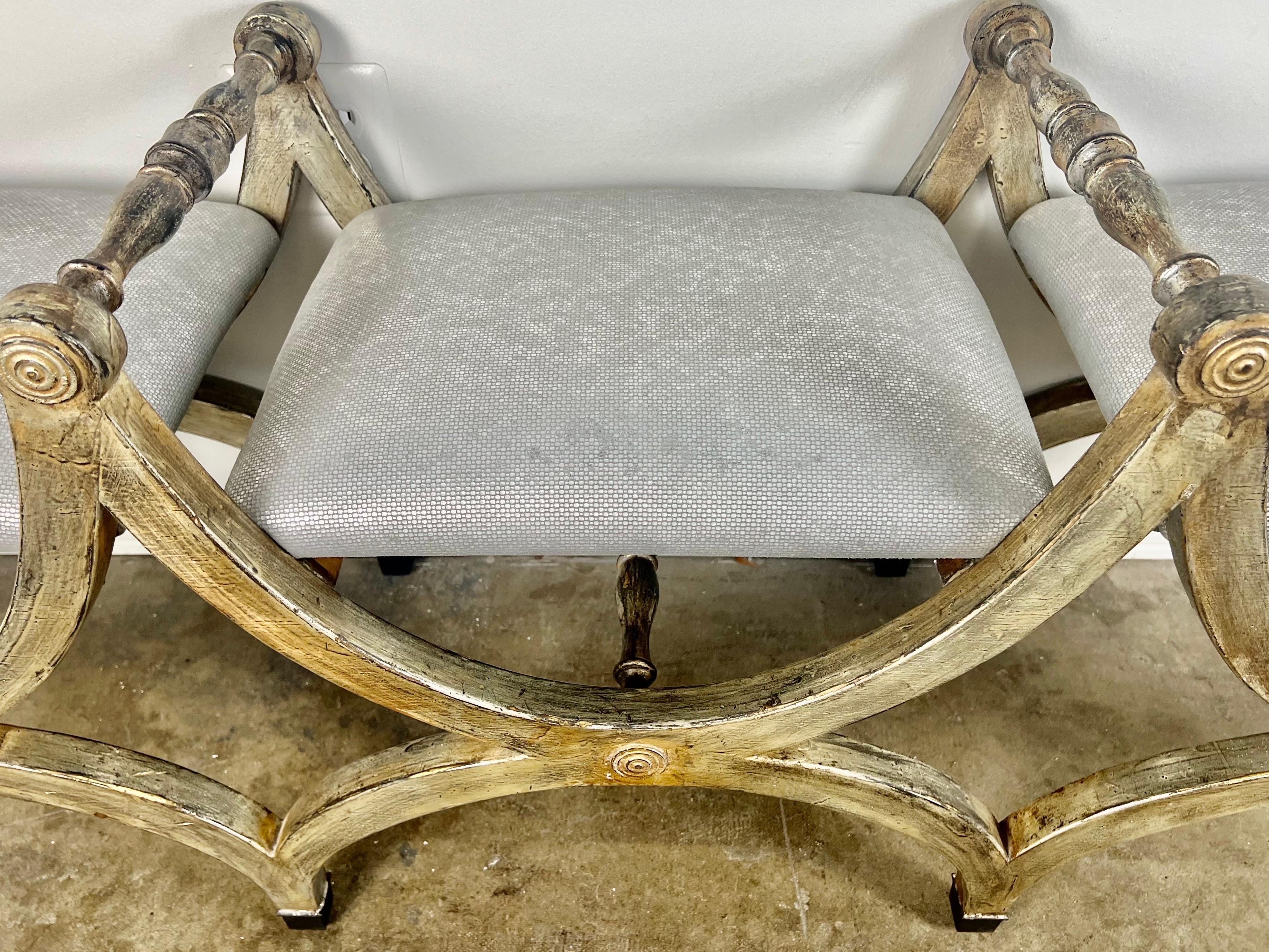 Silvered 3-part Borghese Bench  C. 1930's For Sale 7
