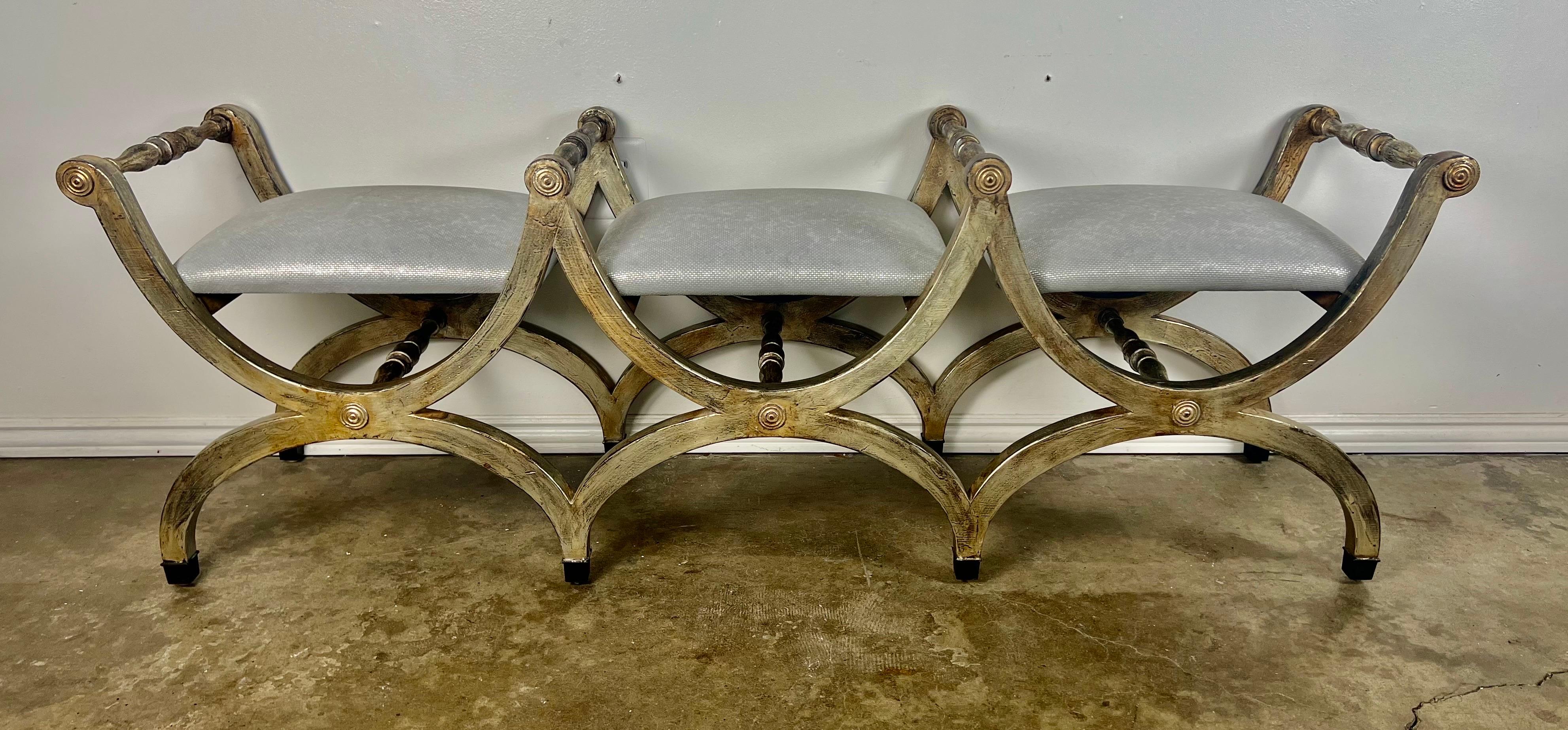 Regency Silvered 3-part Borghese Bench  C. 1930's For Sale