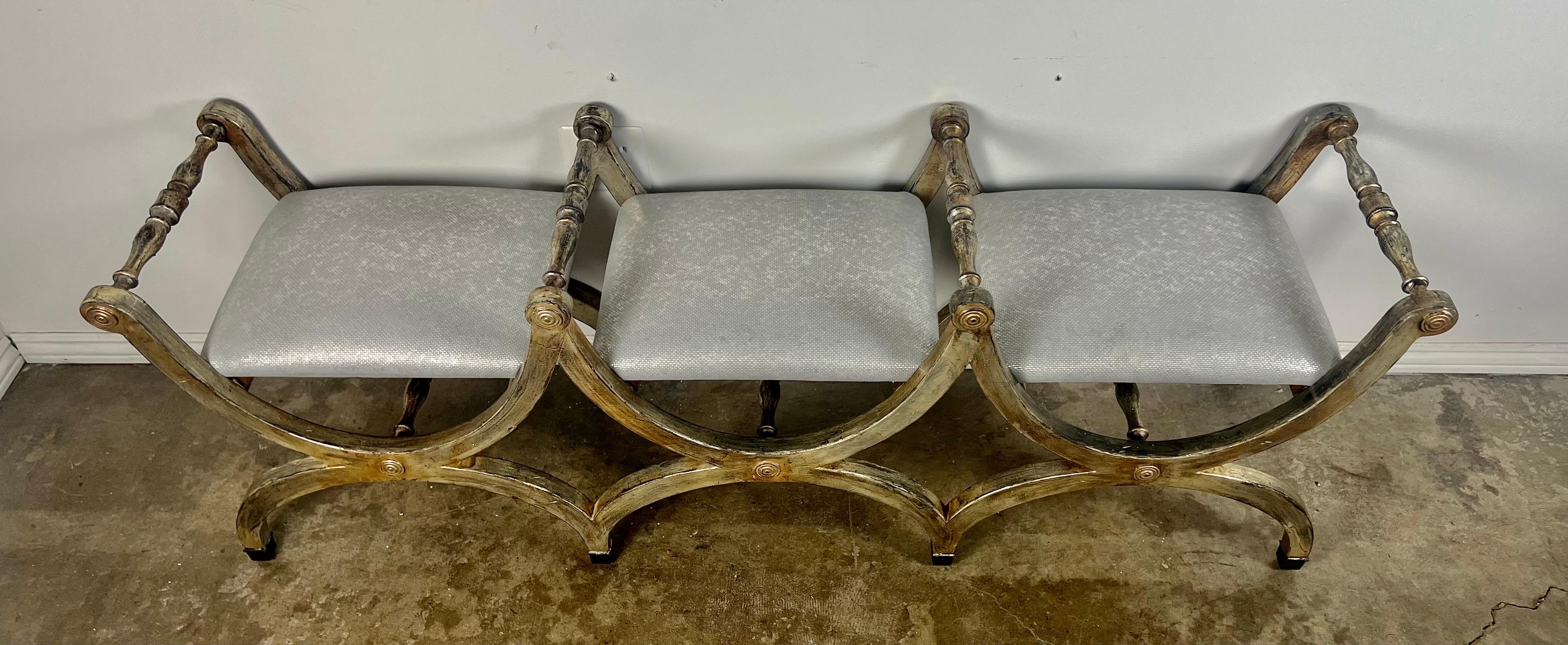 Italian Silvered 3-part Borghese Bench  C. 1930's For Sale
