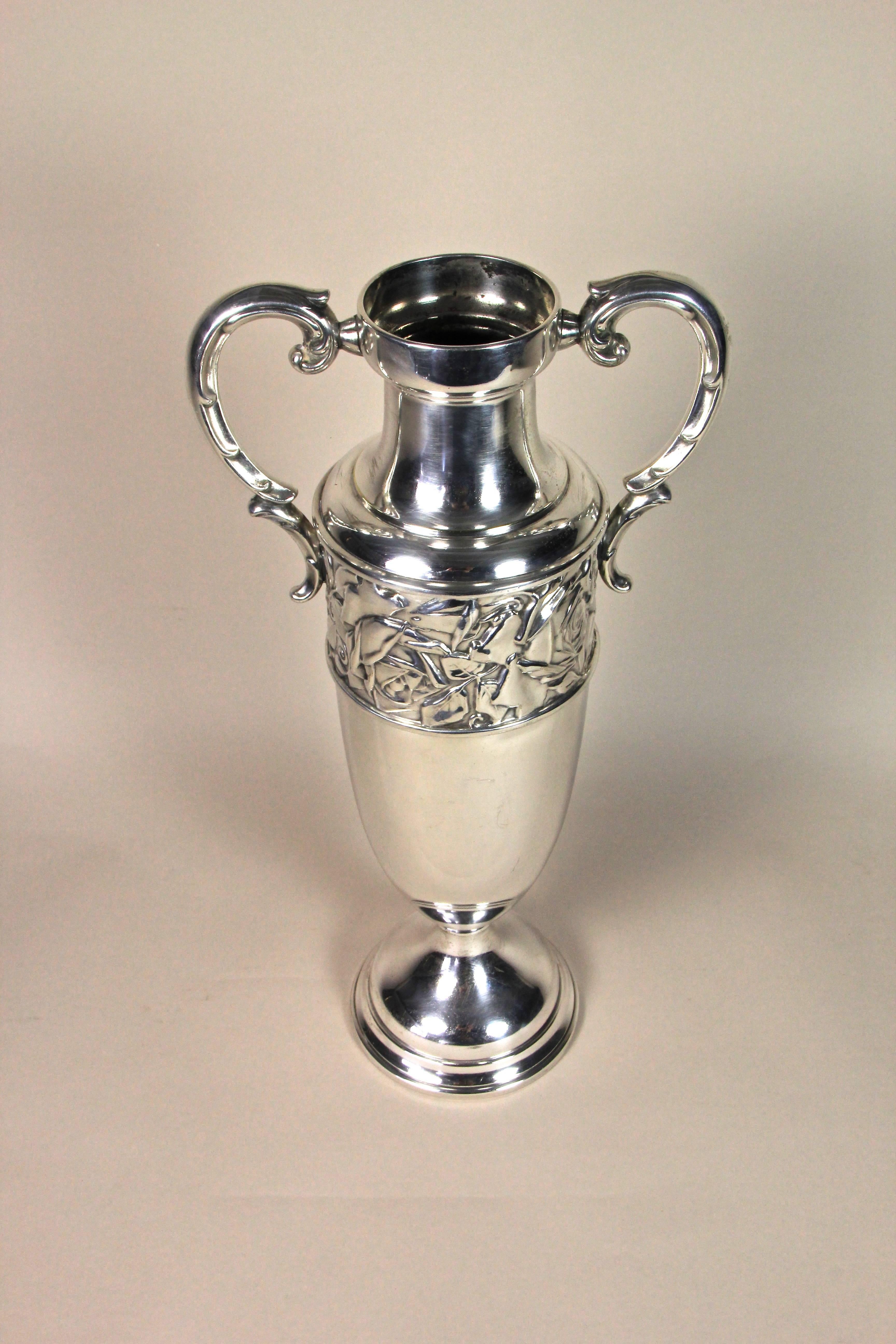 Brass Silvered Amphora Vase Art Nouveau, Slovakia, circa 1915