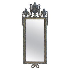 Specchio neoclassico svedese in legno argentato e dorato con vetro originale