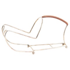 Silvered and Leather Wine Bottle Holder by Almazán Silvered and Leather Wine Bottle Holder by Almazán