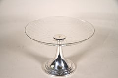 Silvered Art Deco Centerpiece by WMF with Cut Glass Bowl, Germany, circa 1920
