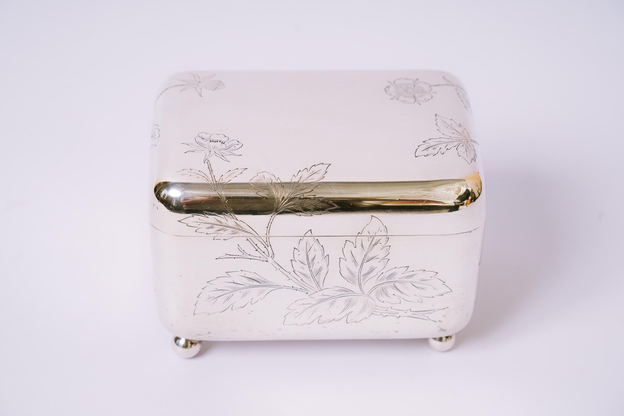 Austrian Silvered Art Deco Jewelry Box, Vienna, Around 1920s For Sale