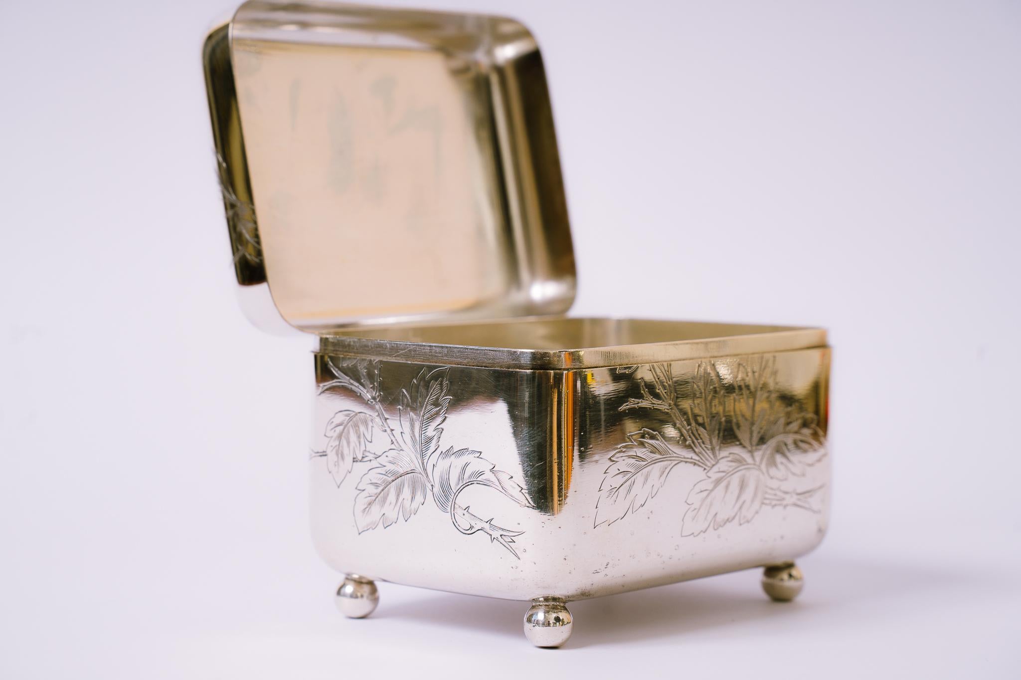 Austrian Silvered Art Deco Jewelry Box, Vienna, Around 1920s For Sale