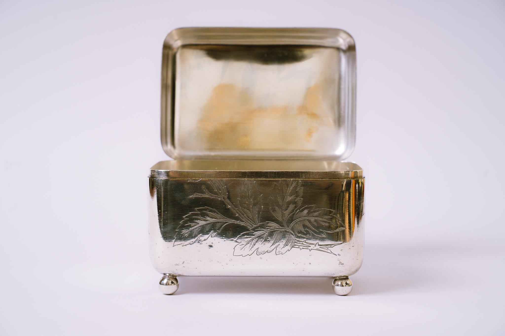 Early 20th Century Silvered Art Deco Jewelry Box, Vienna, Around 1920s For Sale