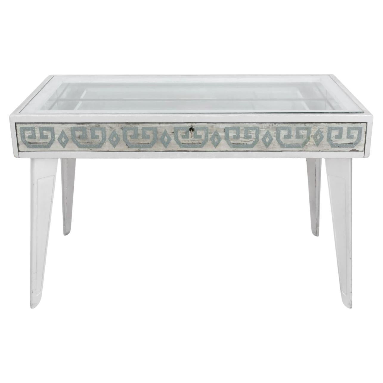 Silvered Art Deco or Moderne Vitrine Table, 1940s For Sale