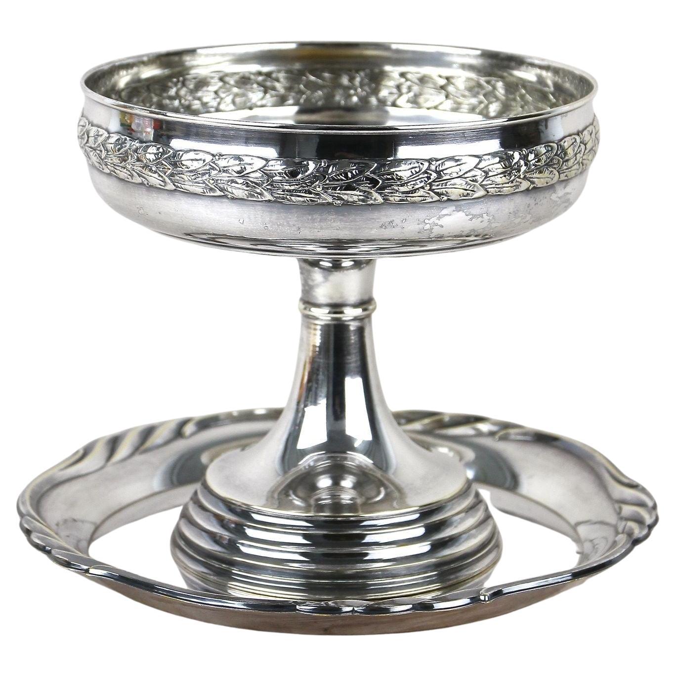 Centro de mesa/ cuenco Art Nouveau plateado con bandeja WMF, Austria ca. 1915