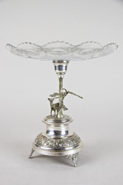 Silvered Art Nouveau Centrepiece with Glass Plate, Austria, circa 1910