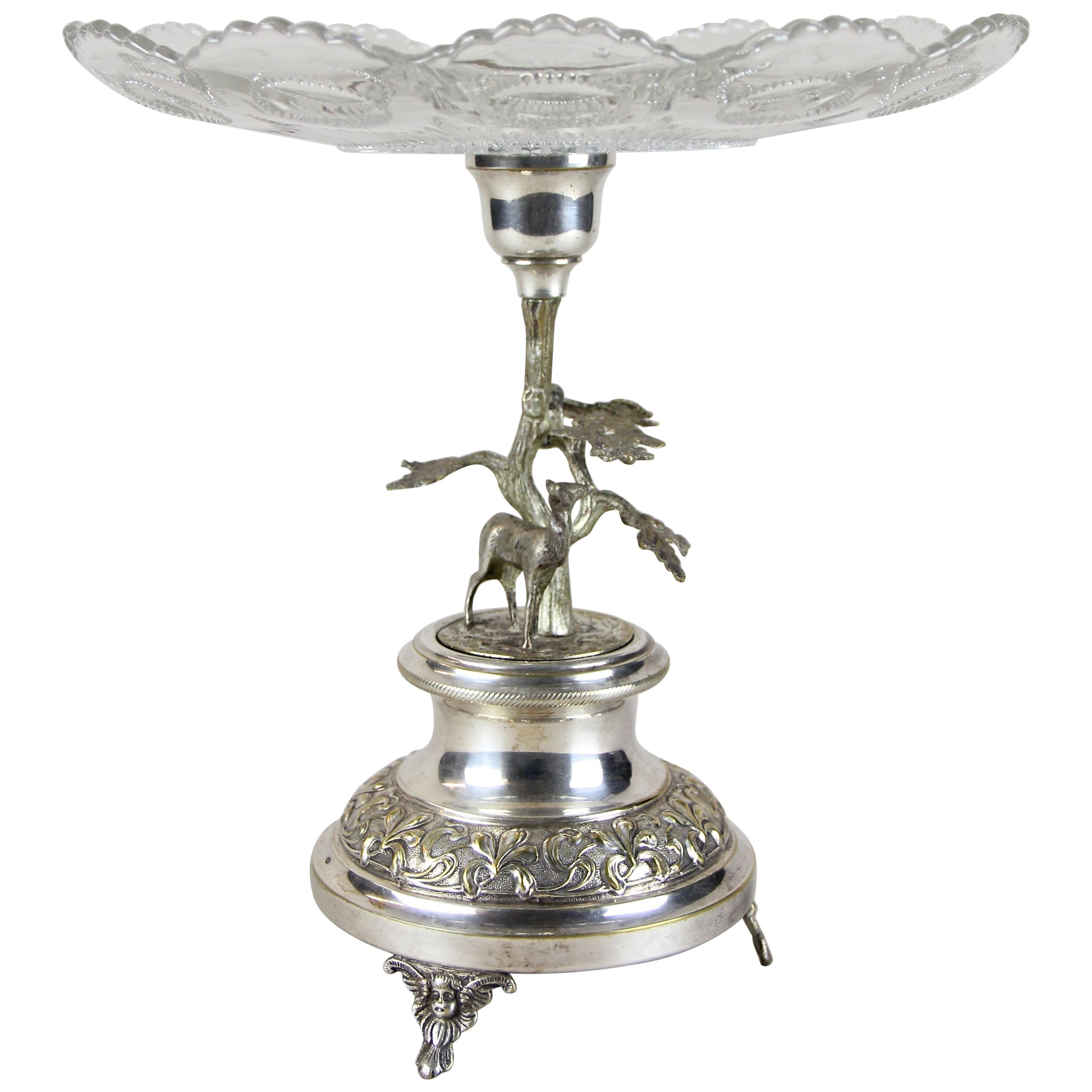 Silvered Art Nouveau Centrepiece with Glass Plate, Austria, circa 1910