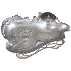 Silvered Art Nouveau Inkwell, Germany, circa 1905