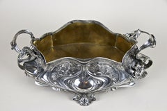 Versilberte Jugendstil-Jardinière, organisches Blumendesign, Frankreich, um 1900
