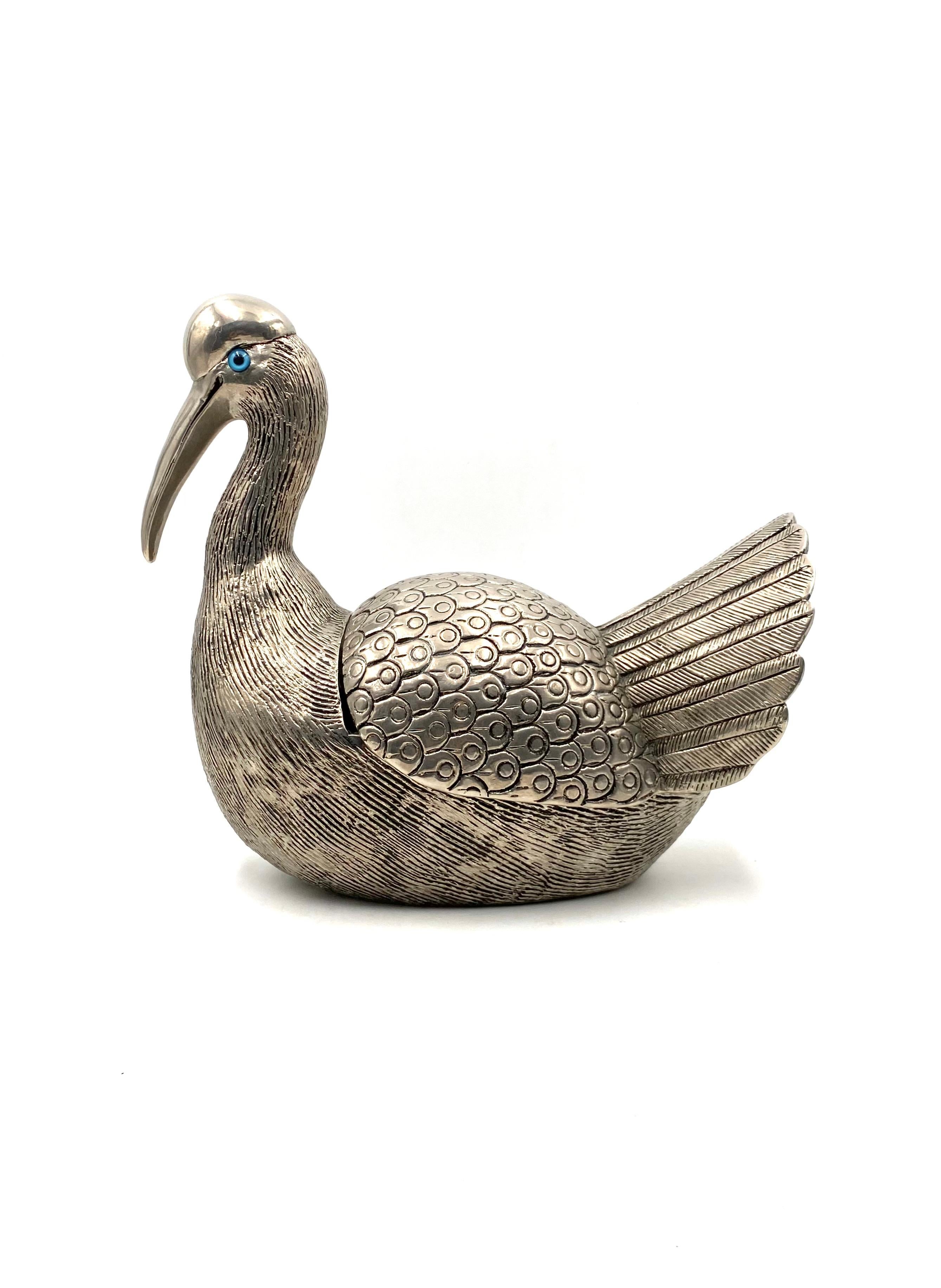 Silvered Bird Shaped Ice Bucket, France, 1970s 3