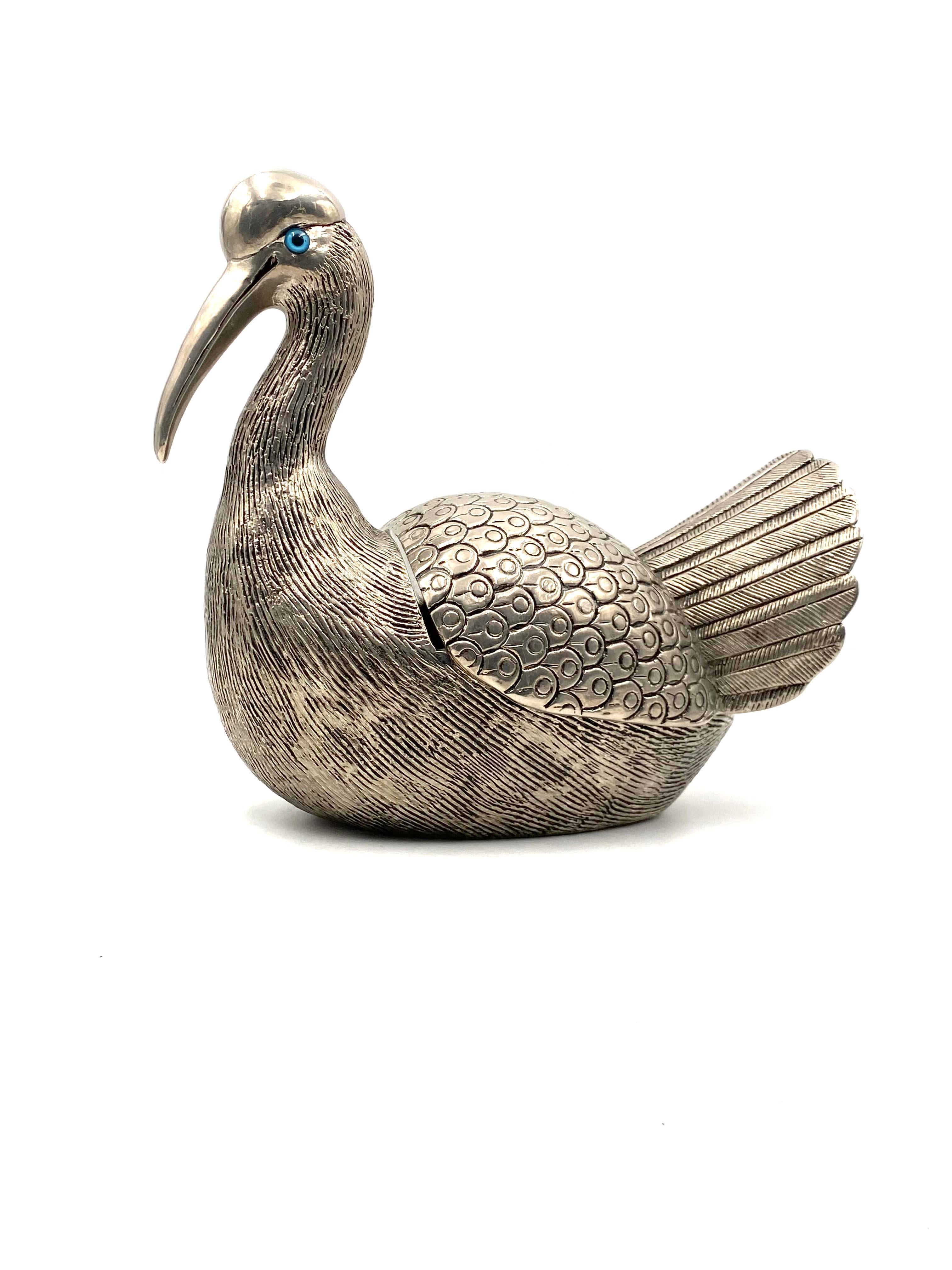 Silvered Bird Shaped Ice Bucket, France, 1970s 5