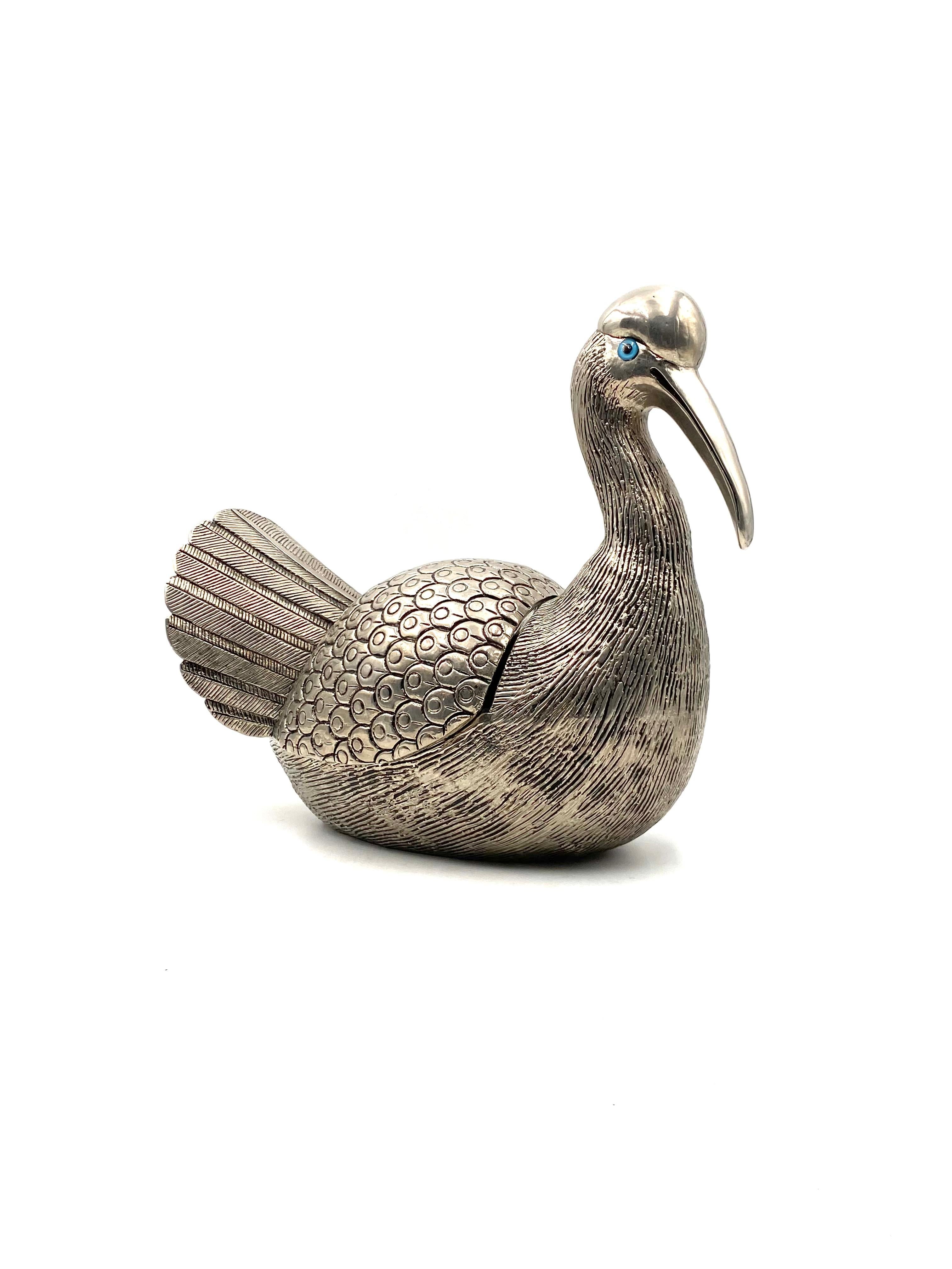 Silvered Bird Shaped Ice Bucket, France, 1970s 8