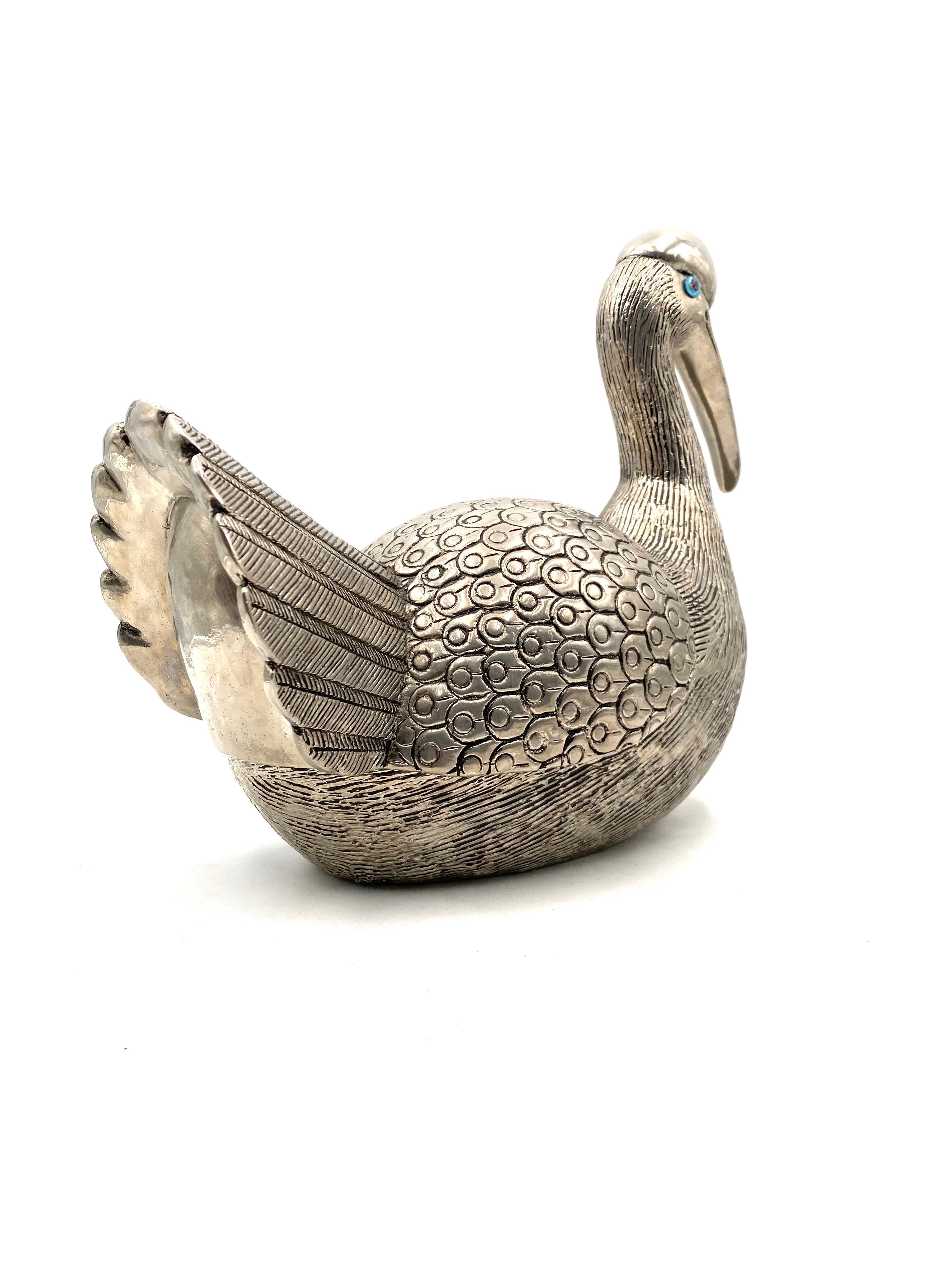 Late 20th Century Silvered Bird Shaped Ice Bucket, France, 1970s