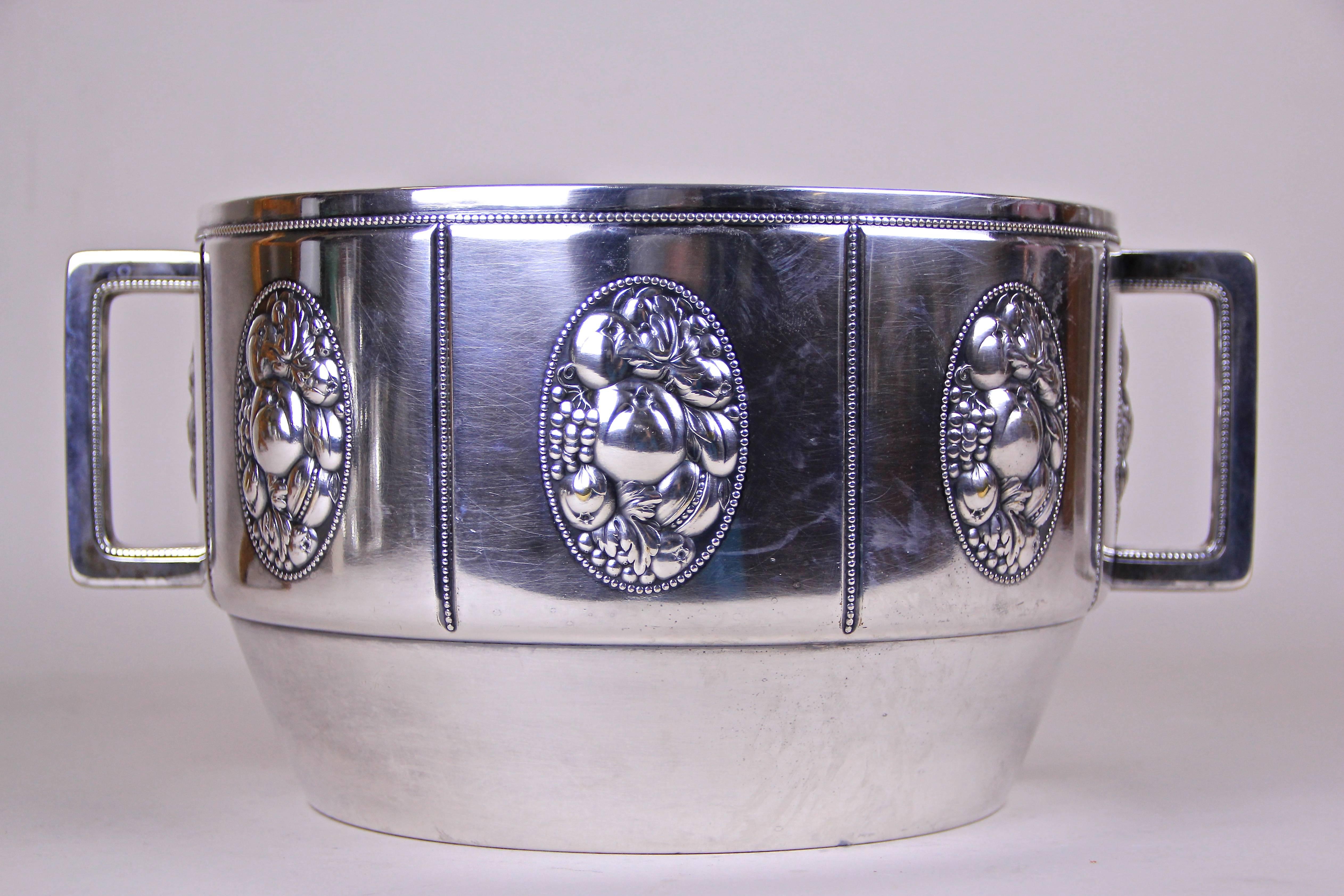 Silvered Brass Punch Bowl with Cut Glass Insert by WMF, Germany, circa 1910 8