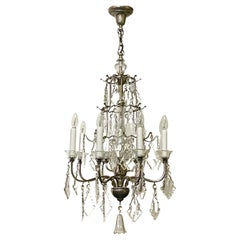 Vintage Silvered Bronze and Crystal Chandelier Attr. to Lobmeyr, circa 1920s