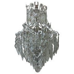 Silvered Bronze and Crystal Pendant Chandelier by Edward F. Caldwell