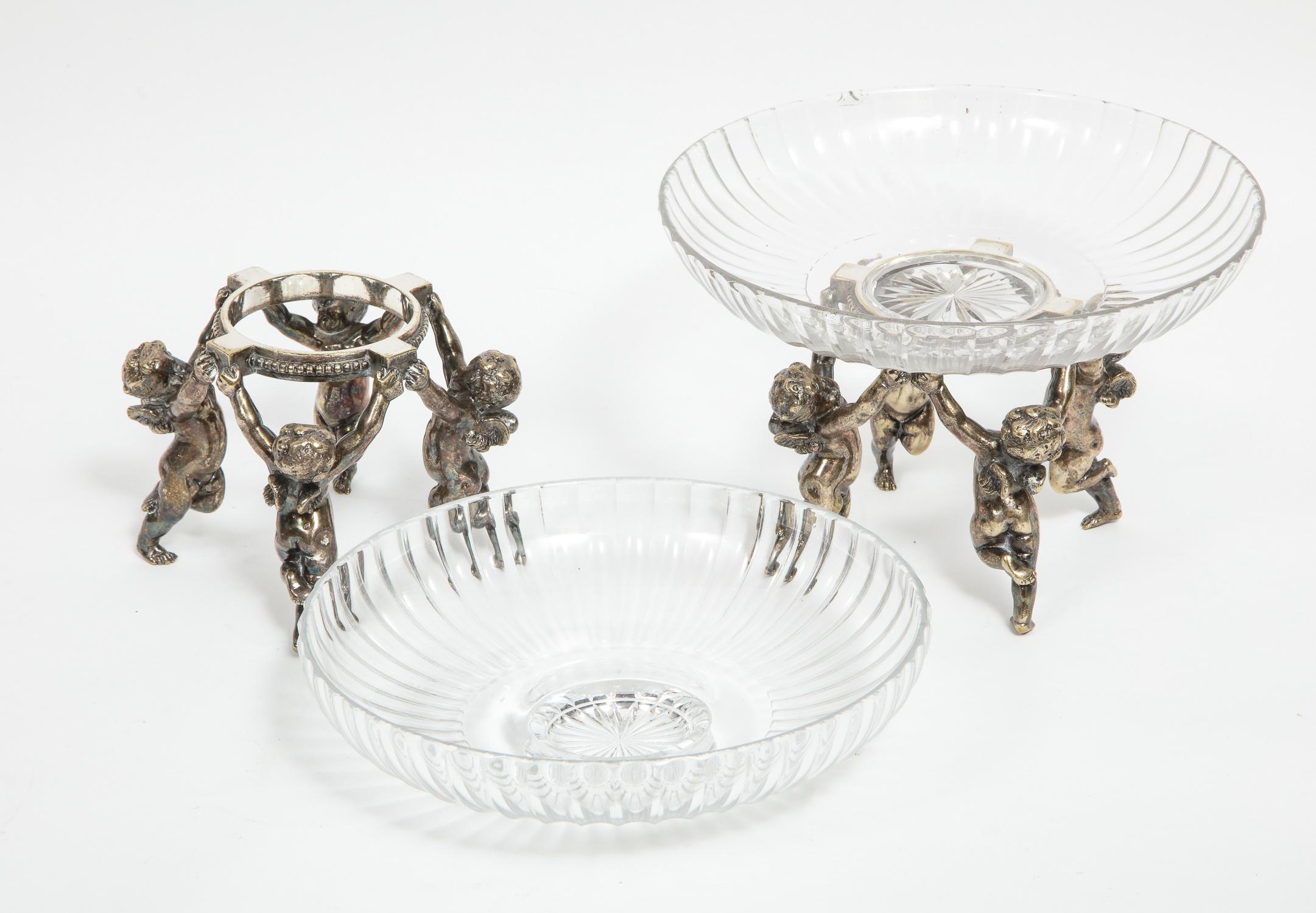 Silvered Bronze and Cut Glass Five-Piece Table Garniture Attributed to Baccarat 6