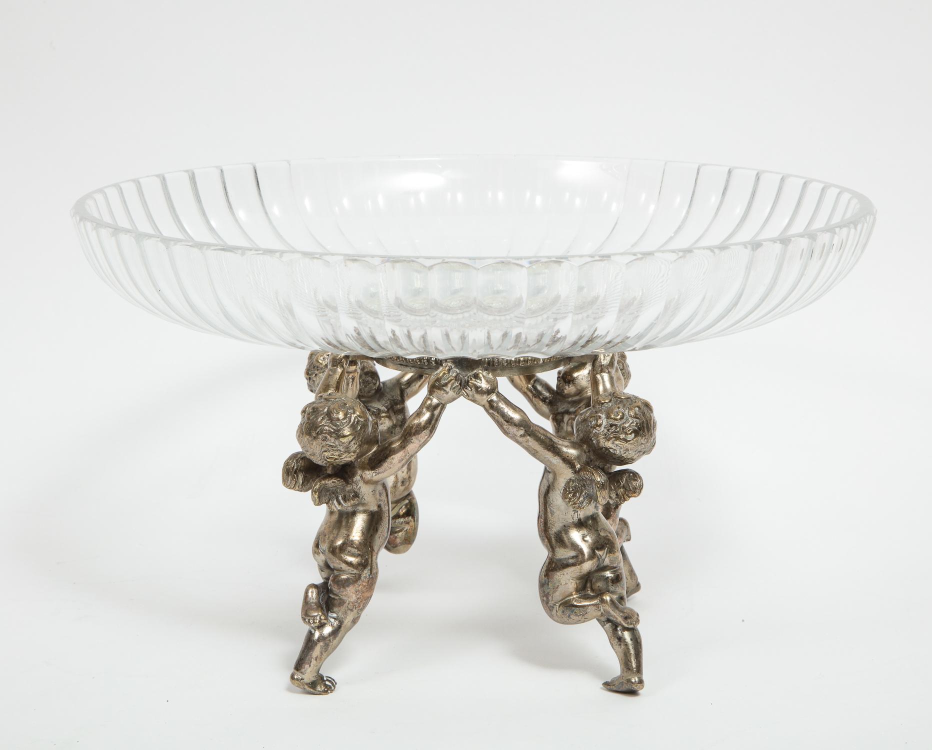 Silvered Bronze and Cut Glass Five-Piece Table Garniture Attributed to Baccarat 8